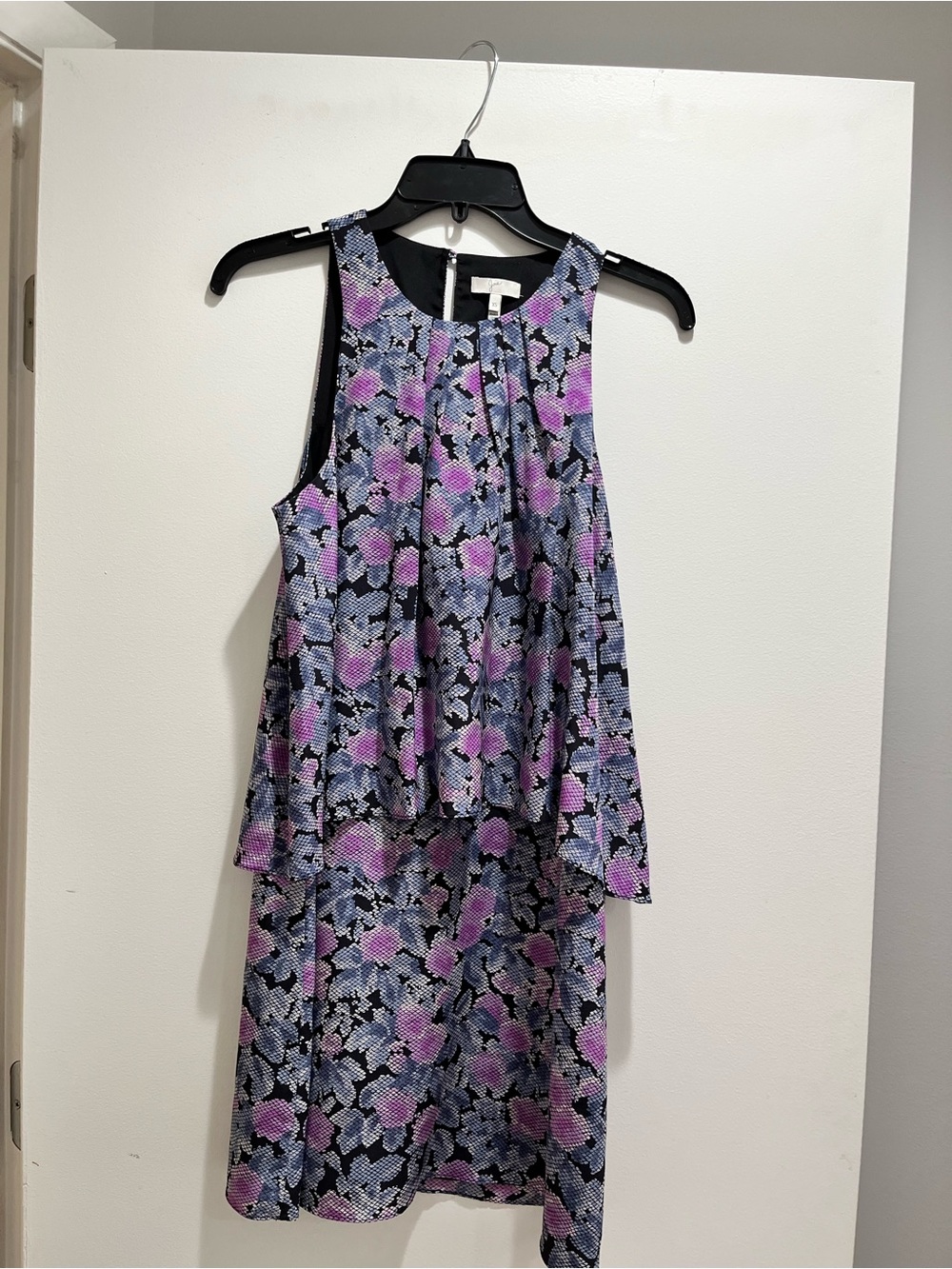 Joie XS Floral Layered Sleeveless Dress in Purple and Black
